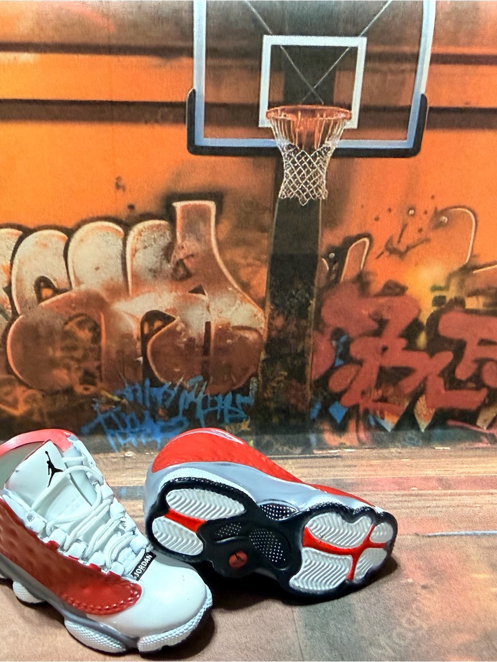 Air Jordan Retro 13-Inspired White & Red Basketball Shoes Mini Collectible